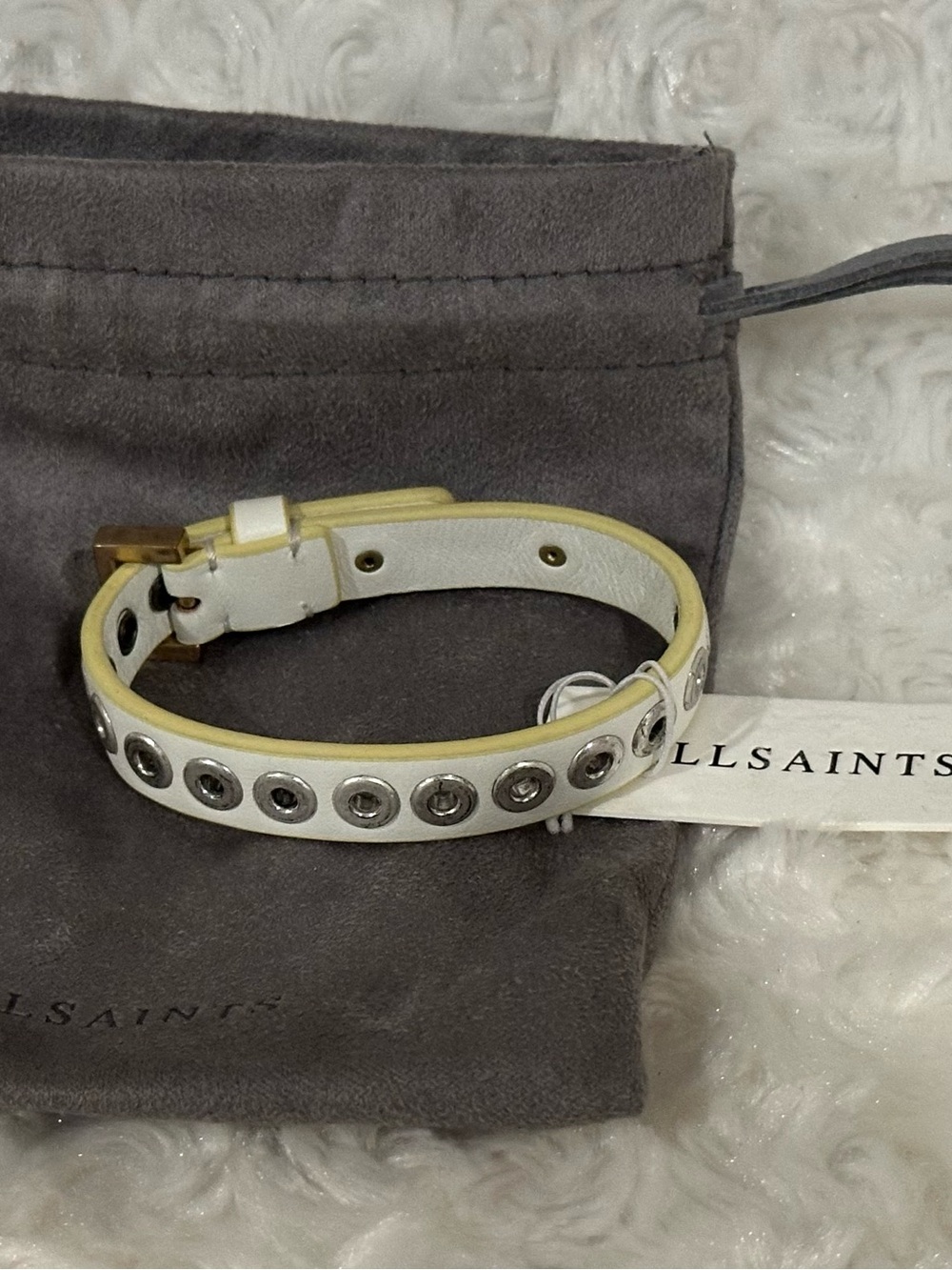 (NWT) All Saints White Leather Bracelet